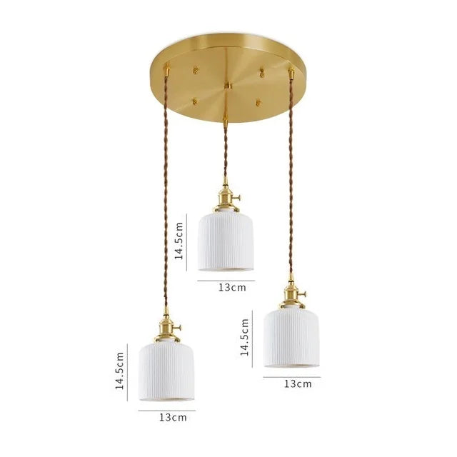 Helnys Ceramic LED Pendant Light - Modern Copper Hanging Lamp
