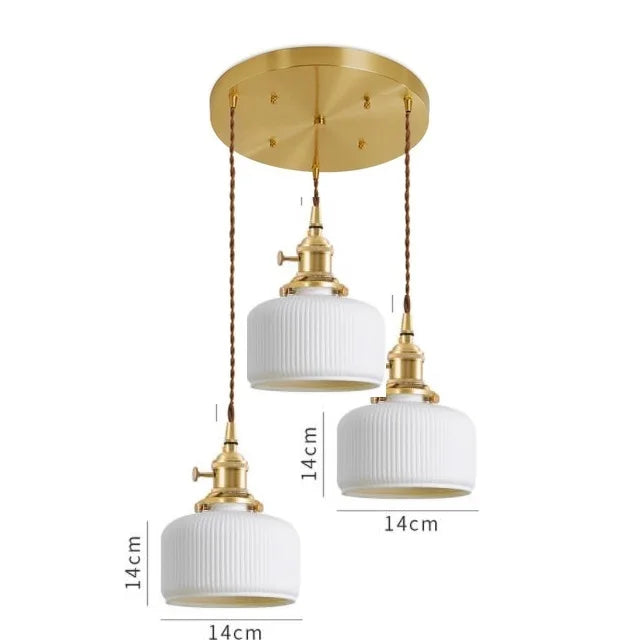 Helnys Ceramic LED Pendant Light - Modern Copper Hanging Lamp