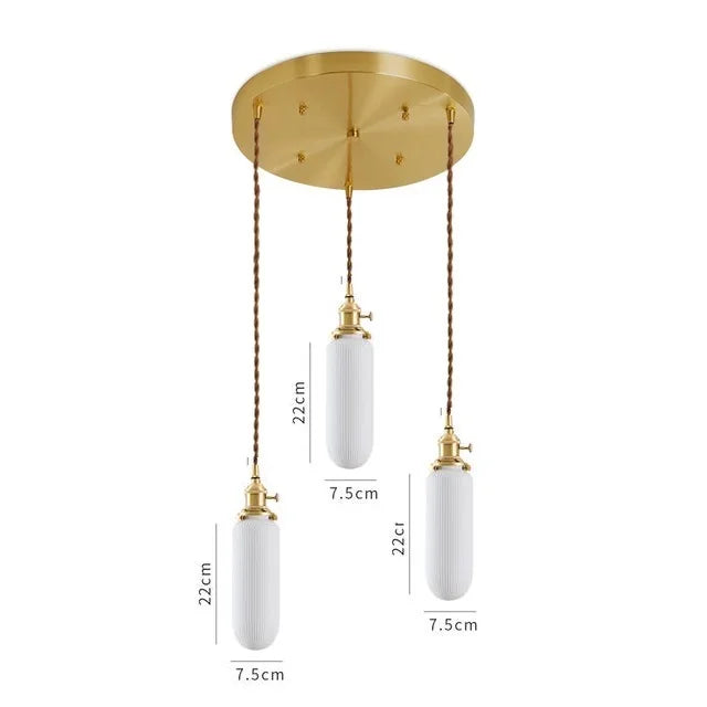 Helnys Ceramic LED Pendant Light - Modern Copper Hanging Lamp