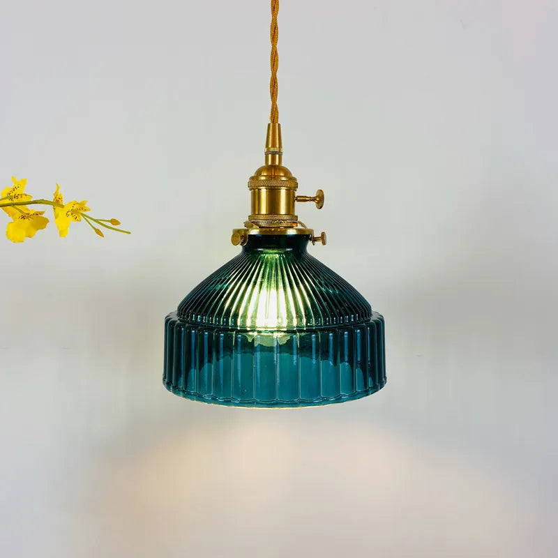 Helnys Glass Hanging Lamp with Switch - Nordic Copper Pendant Light