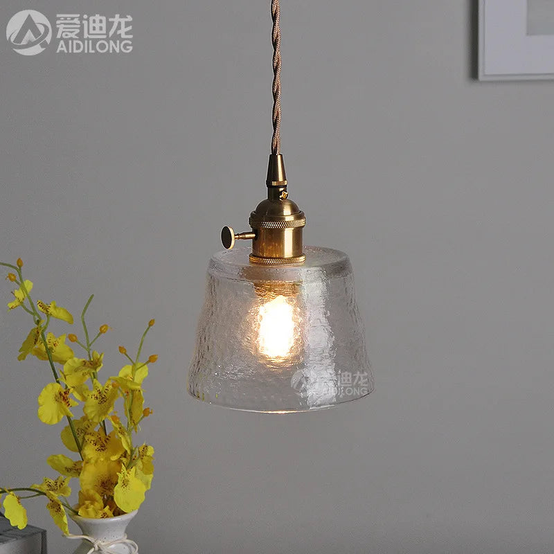 Helnys Green Glass LED Pendant Light - Japanese Style Nordic Hanging Lamp