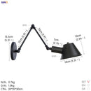 Helnys Industrial Swing Arm LED Wall Lamp Sconce - Vintage Style Loft Lighting