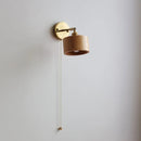 Helnys Nordic LED Wall Light Pull Chain Switch Walnut Sconce