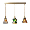 Helnys Nordic Glass Copper Pendant Light with Wood Knob Switch