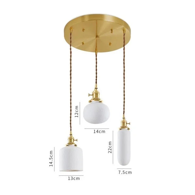 Helnys Ceramic LED Pendant Light - Modern Copper Hanging Lamp