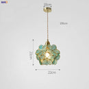 Helnys Nordic Flower Copper Glass Pendant Light Fixture with LED for Bedroom Dining Living Room