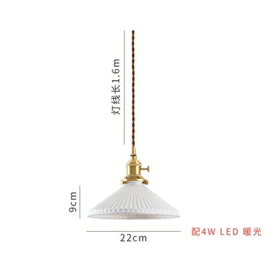 Helnys White Ceramic Brass Pendant Lights for Restaurant Bedroom - Nordic Style
