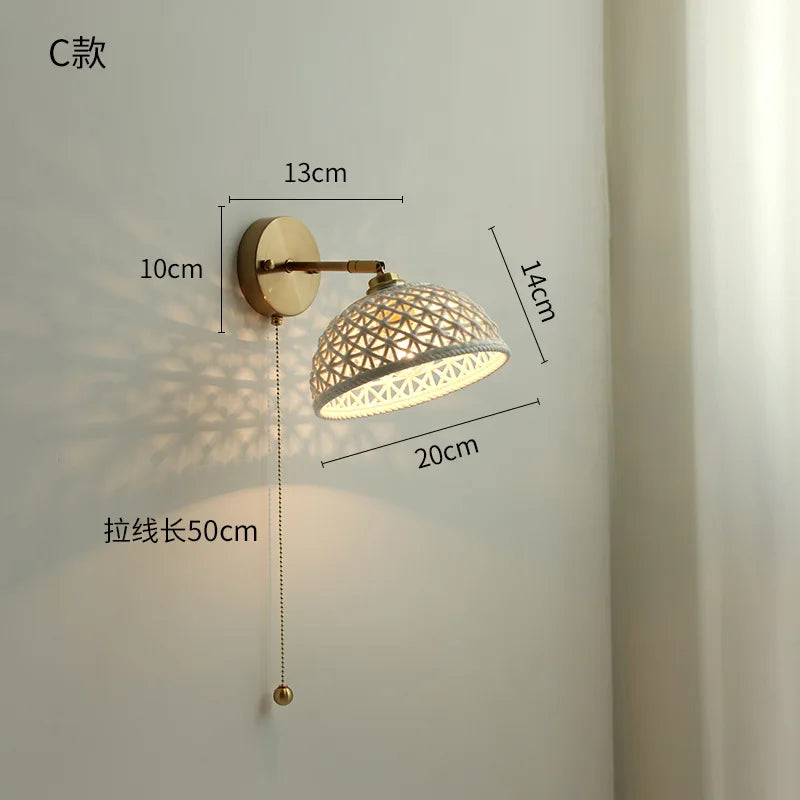 Helnys Copper LED Wall Light with Pull Chain Switch