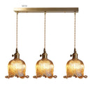Helnys Amber Glass LED Pendant Lights - Modern Nordic Copper Hanging Lamp