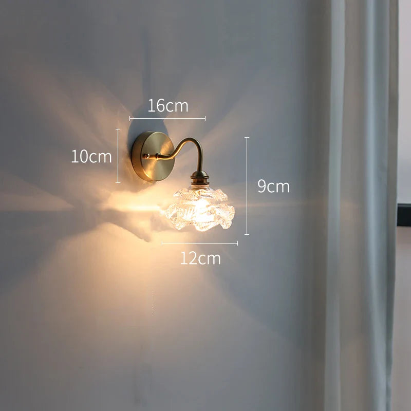 Helnys Flower Glass Copper Wall Sconce LED Light Nordic Modern Wandlamp