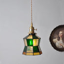 Helnys Nordic Glass Copper Pendant Light with Wood Knob Switch