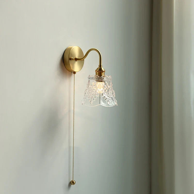 Helnys Glass LED Mirror Light Pull Chain Switch Wall Sconce_Luminaria