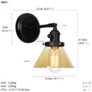 Helnys Industrial Glass Ball Wall Sconce Black Wall Light for Bathroom Mirror