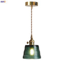 Helnys Green Glass LED Pendant Light - Japanese Style Nordic Hanging Lamp