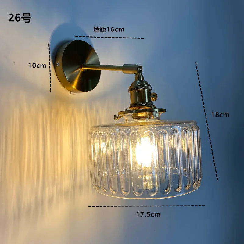 Helnys Green Glass Copper Wall Sconce Modern Nordic Luminaria Lighting