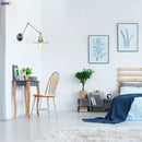 Helnys Silver Swing Arm LED Wall Light for Bedroom Stair Mirror Loft Industrial Decor