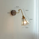 Helnys Vintage Wall Lamp with Pull Chain and Wood Base