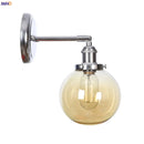 Helnys Amber Glass Ball LED Wall Lamp for Home Bedroom Stair Mirror Switch