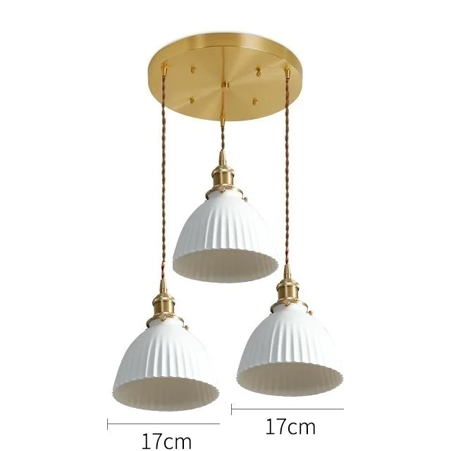 Helnys Ceramic LED Pendant Light - Modern Copper Hanging Lamp