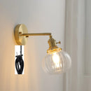 Helnys Nordic Copper Glass Ball Wall Lamp with Knob Switch for Bathroom Mirror