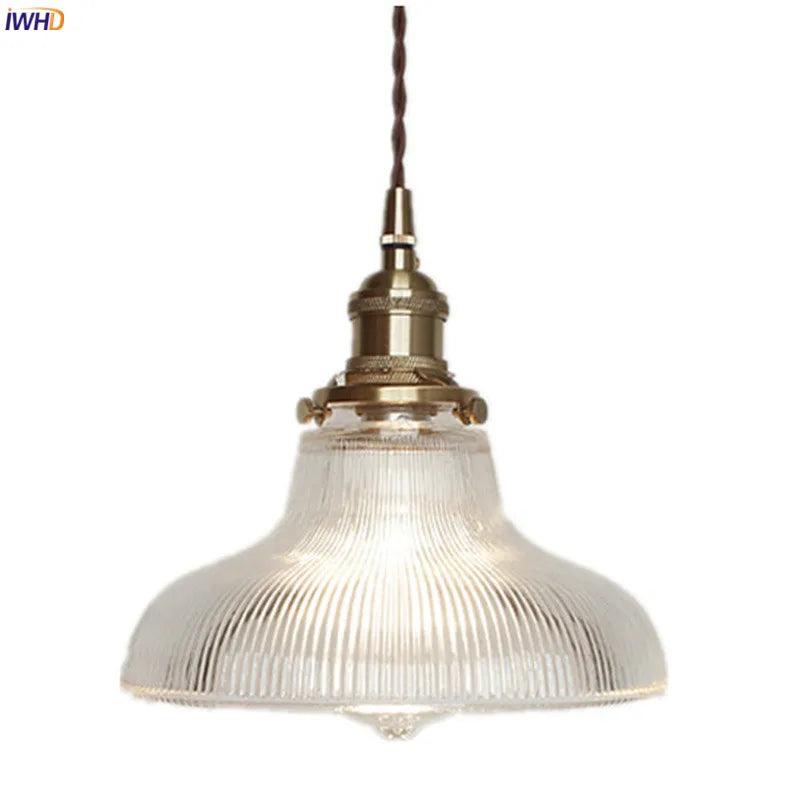 Helnys Nordic Style Copper Glass Pendant Light for Kitchen Dinning Living Room