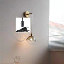 Helnys Gray Glass LED Bathroom Mirror Light Copper Wall Sconce Modern Nordic Lamp