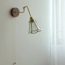 Helnys Vintage Wall Lamp with Pull Chain and Wood Base