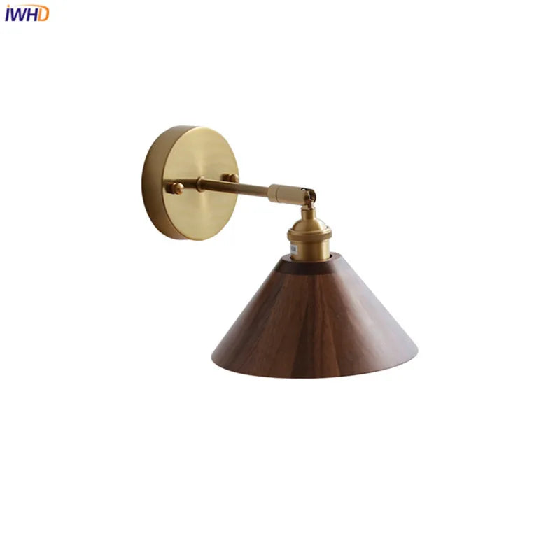 Helnys Walnut LED Wall Light: Adjustable Up Down Lamp for Bedroom Stair Nordic Design