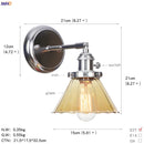 Helnys Amber Glass Ball LED Wall Lamp for Home Bedroom Stair Mirror Switch