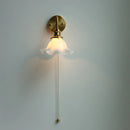 Helnys White Glass LED Wall Light with Pull Chain Switch - Copper Nordic Wall Sconce