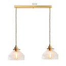 Helnys Green Glass LED Pendant Light with Wood Handle & Copper Socket