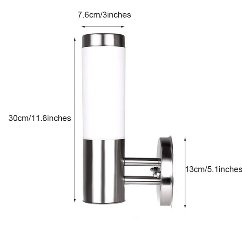 Helnys Stainless Steel Outdoor Wall Light with E27 LED, Waterproof Porch Lamp