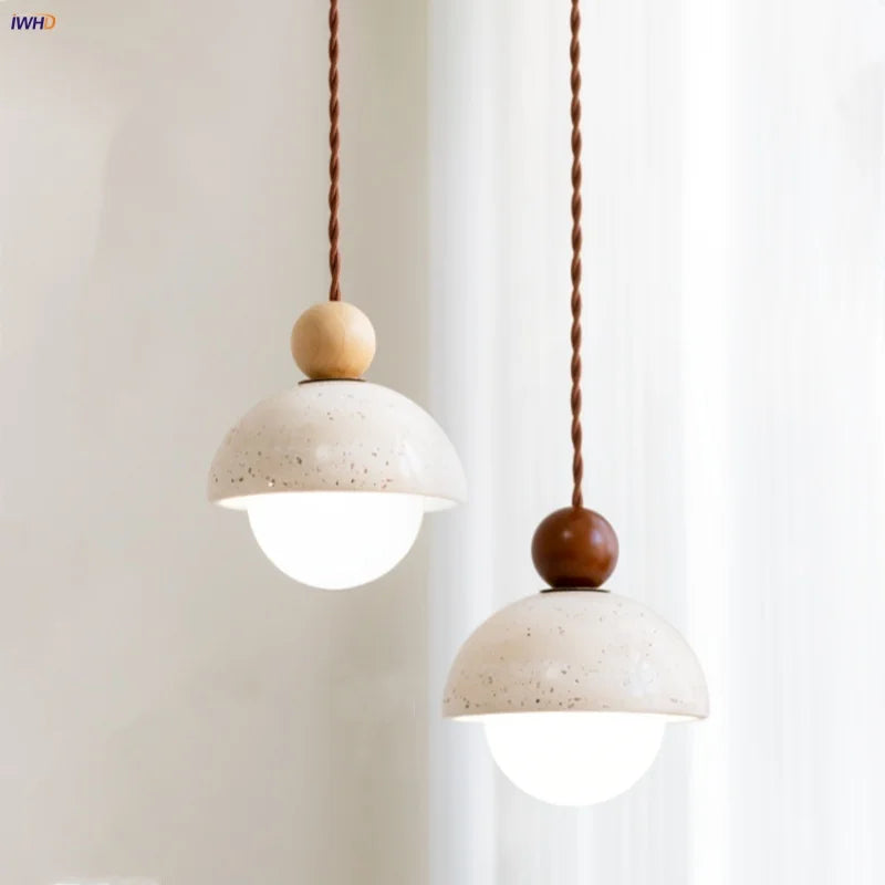 Helnys Modern Yellow Glass LED Pendant Lights for Balcony and Study