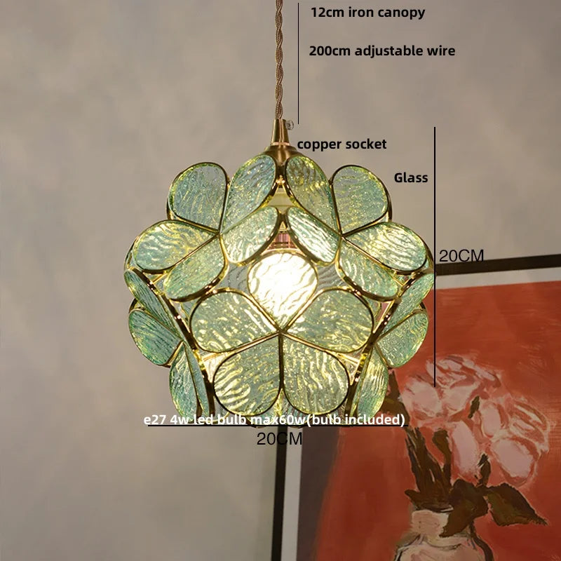 Helnys Luxury Glass Flower LED Pendant Lights - Modern Nordic Style