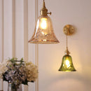 Helnys Adjustable Copper Wire LED Pendant Lamps with Green Glass Shade