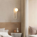 Helnys White Glass Stone LED Wall Lamp for Living Room Bedroom Wabi Sabi Mirror Light