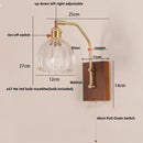 Helnys LED Glass & Wood Wall Lamp with Pull Chain Switch for Living Room