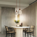 Helnys Circular LED Pendant Light Micro Cement Wood Vintage Hanging Lamp