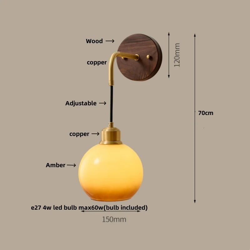 Helnys Nordic LED Wall Sconce Wood Base Modern Vanity Light