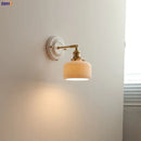 Helnys Ceramic LED Wall Light with Knob Switch, Nordic Japanese Style Sconce