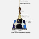 Helnys Tiffany Style Glass Pendant Light Fixture with Walnut Wood Finish