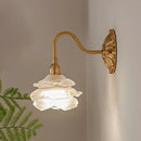 Helnys Flower Design LED Wall Light Glass Antique Gold Modern Bedside Lamp