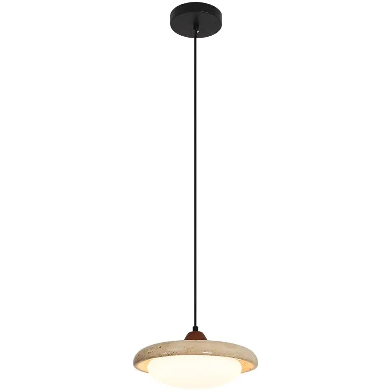 Helnys Yellow Travertine Circular LED Pendant Lamp for Bedroom and Living Room