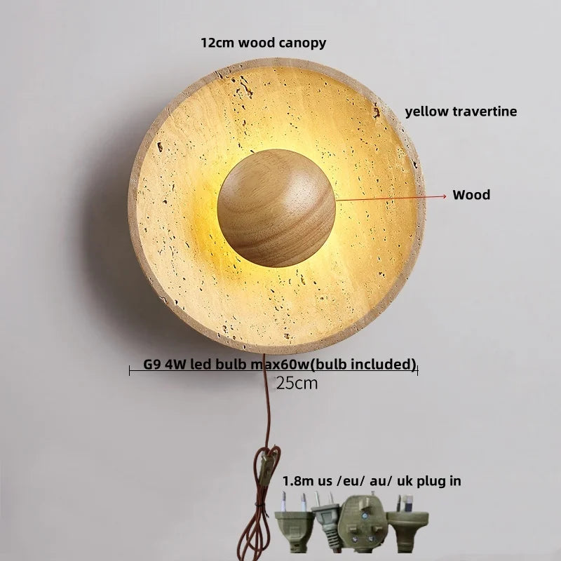 Helnys Nordic LED Wall Lights Yellow Travertine Creative Home Decor Stair Sconce