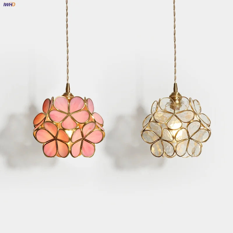 Helnys Luxury Glass Flower LED Pendant Lights - Modern Nordic Style