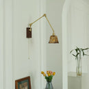 Helnys LED Rotatable Wall Lamp Fixture with Wood Design & Pull Chain Switch
