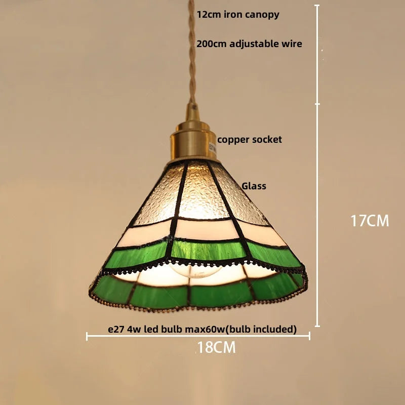 Helnys Vintage Glass LED Pendant Light Fixture Bar Living Room Restaurant Brass Wood