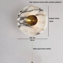 Helnys Round Bulgari Stone Shade Pull Chain Switch LED Wall Lamp for Luxury Living Room