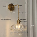 Helnys Flower Glass LED Wall Lamp Sconce Pull Chain Switch Nordic Modern Glass Mirror Light