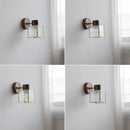 Helnys LED Wall Lights Nordic Modern Pull Chain Clear Glass Walnut Wood Wall Lamp